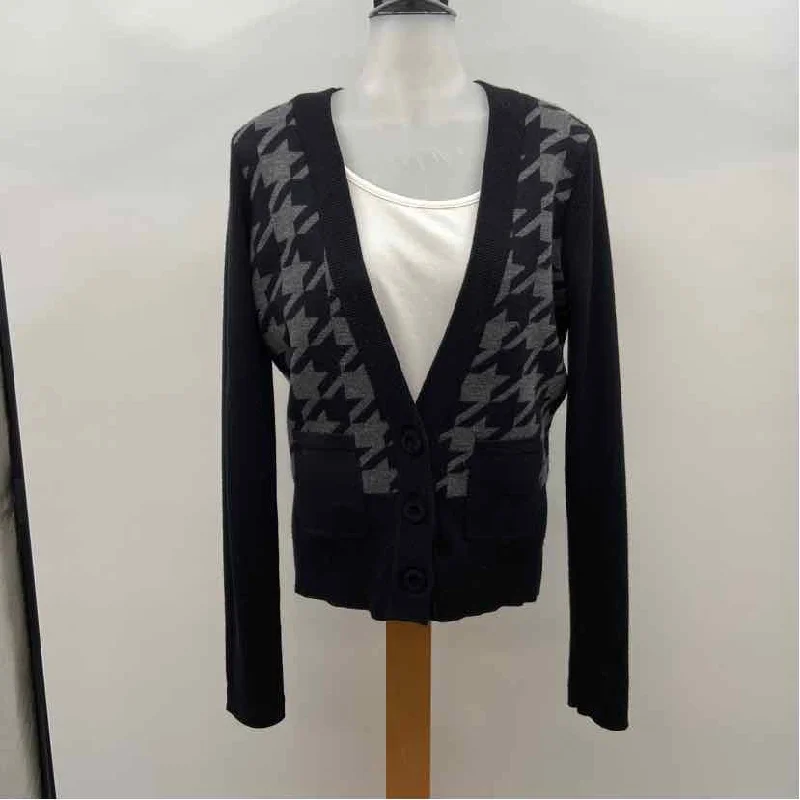 Pink Tartan Women's Size L Black Houndstooth Cardigan