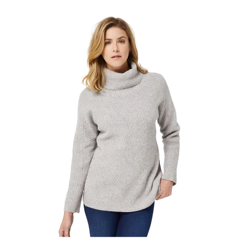 Bourke High Roll Neck Jumper - Grey | Midnight Blue