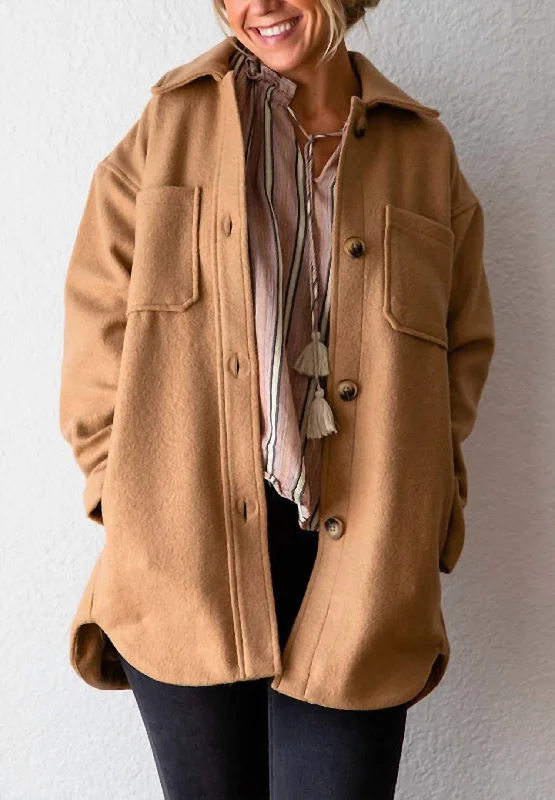 Two Pocket Coat In Deep Camel