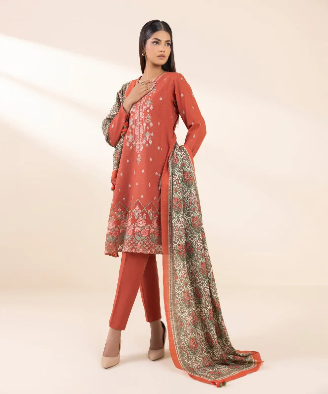 3 Piece - Embroidered Khaddar Suit