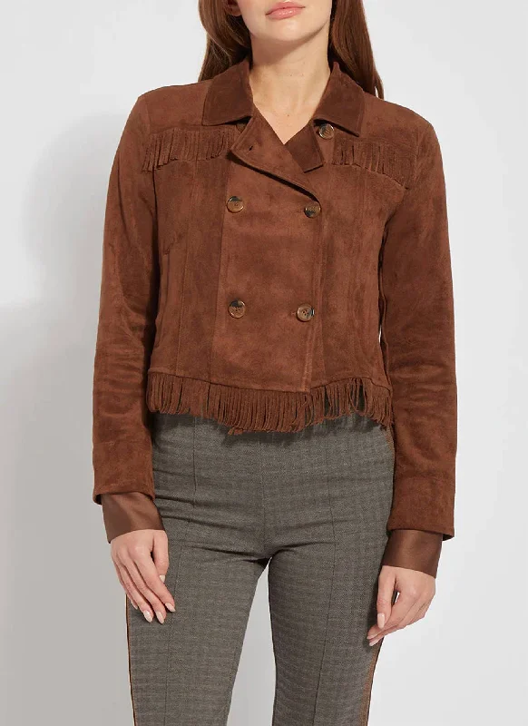 Zora Fringe Suede Jacket In Bronze